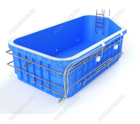 Полипропиленовый бассейн Ереван medium. 7.2х2.8х1.7. нержавейка. переливной. . 8 мм